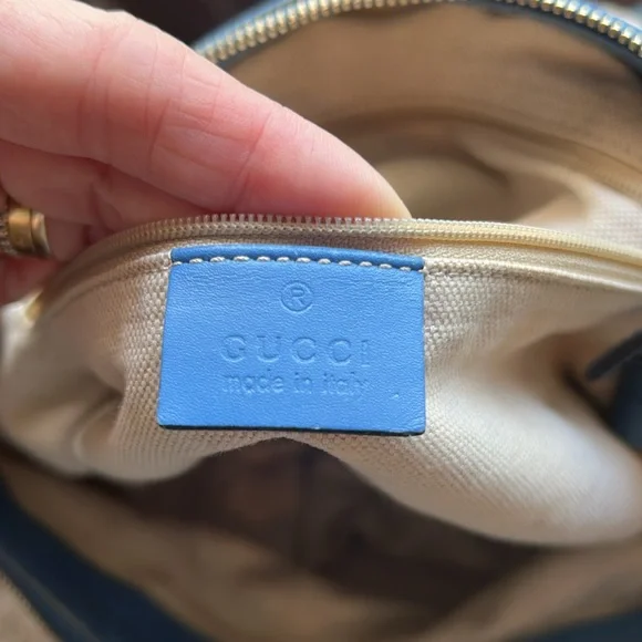 Gucci Tan and Blue Shoulder Bag - Picture 10 of 12